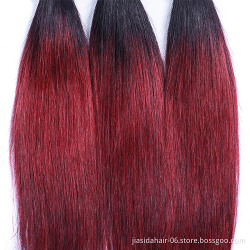 Wholesale T1B99J Red Burgundy Weave Raw Mink Brazilian Bundles Cuticle Aligned Virgin Human Hair Extension